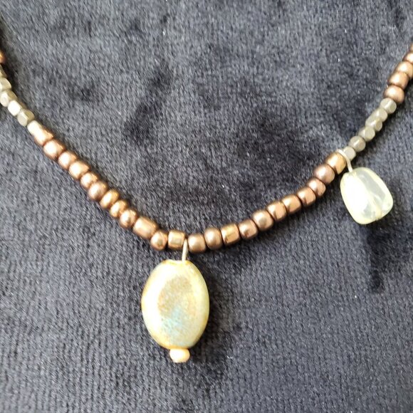 George Necklace Women Brown Seed Beaded Charm Jewelry with Lobster Clasp - Picture 3 of 7